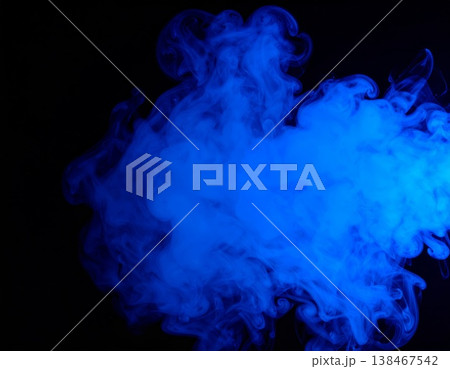 Blue smoke over black background, magic relaxing atmosphere 138467542