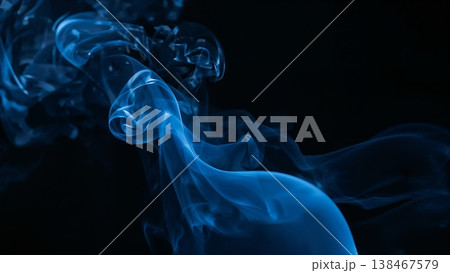Blue smoke over black background, magic relaxing atmosphere Blue smoke over black background, magic relaxing atmosphere 138467579