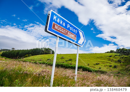 Kaka Point Nugget Point Road Sign in Otago NZ 138468479