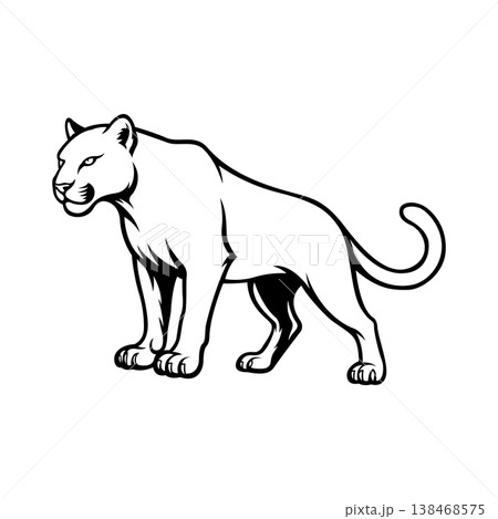 cougar mascot logo illustration vector design template in modern style cougar mascot logo illustration vector design template in modern style 138468575
