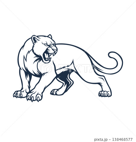 cougar mascot logo illustration vector design template in modern style 138468577