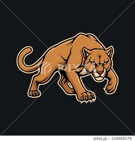 cougar mascot logo illustration vector design template in modern style 138468579