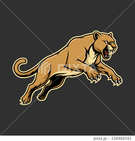 cougar mascot logo illustration vector design template in modern style cougar mascot logo illustration vector design template in modern style 138468581