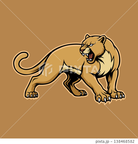 cougar mascot logo illustration vector design template in modern style cougar mascot logo illustration vector design template in modern style 138468582