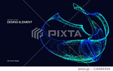 Abstract shape dot for particle background digital and technology data science. Vector cyber pattern for circle concept design and flow light space. Abstract 3d network for particle wave. 138469304