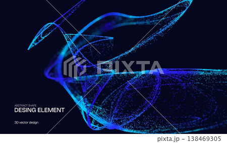 Abstract shape dot for particle background digital and technology data science. Vector cyber pattern for circle concept design and flow light space. Abstract 3d network for particle wave. 138469305