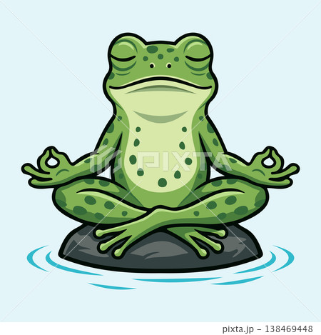 Green Frog Meditation Illustration Character Vector Logo Template Green Frog Meditation Illustration Character Vector Logo Template 138469448