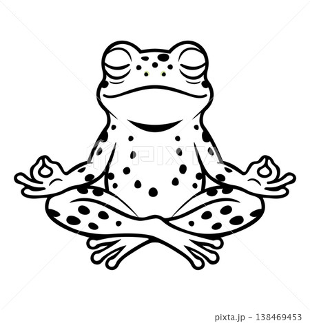 Black Line Frog Meditation Illustration Character Vector Logo Template Black Line Frog Meditation Illustration Character Vector Logo Template 138469453