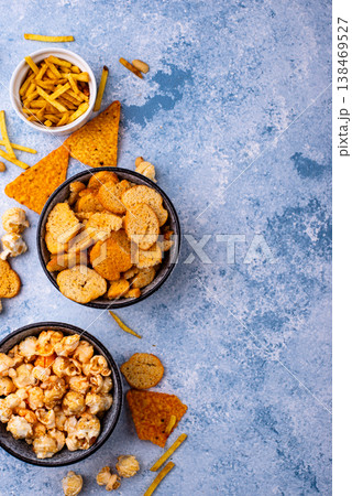 Beer and different snacks for Superbowl or football party 138469527