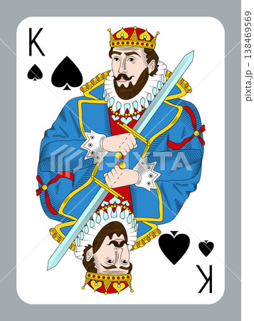 King of Spades vector playing card. Retro deck vector design 138469569