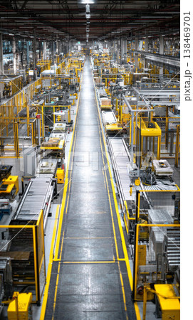 Vast lithium battery factory: automated conveyors robots ensure precise production 138469701