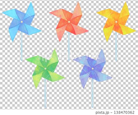 Colorful pinwheel illustration set 138470362