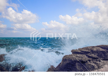 Ocean Waves Crashing Against Rocks at Shenao in New Taipei City Ocean Waves Crashing Against Rocks at Shenao in New Taipei City 138470501