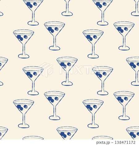 Repeating pattern of martini glasses with...のイラスト素材 [138471172] - PIXTA