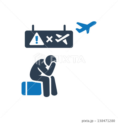 Flight cancellation passenger frustration icon 138471280