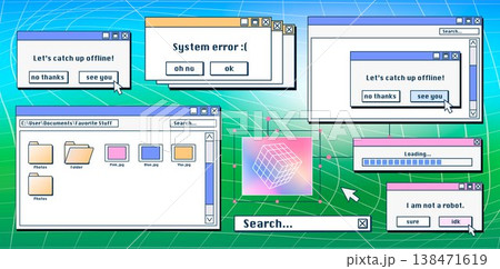 Retro system error message and old icons 138471619
