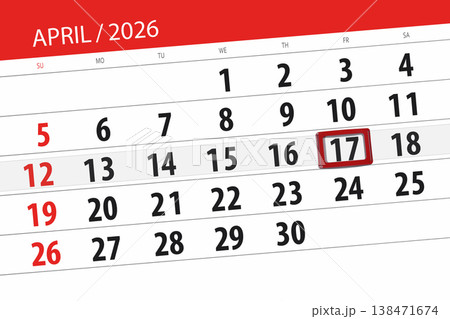 Calendar 2026, deadline, day, month, page, organizer, date, April, friday, number 17 138471674