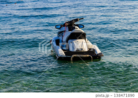 Empty jet ski in a sea. Summer vacation concept Empty jet ski in a sea. Summer vacation concept 138471890