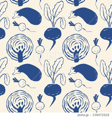 Illustration of root vegetables arranged in repeating pattern 138472028