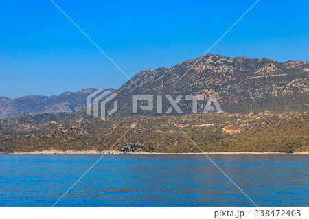 View of the Taurus mountains and the Mediterranean sea near Demre, Antalya province in Turkey 138472403