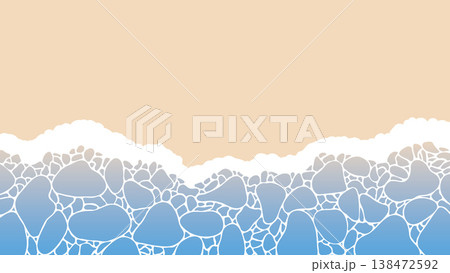 シンプルな波打ち際の背景装飾イラスト 海 夏 砂浜 ビーチ シンプルな波打ち際の背景装飾イラスト 海 夏 砂浜 ビーチ 138472592