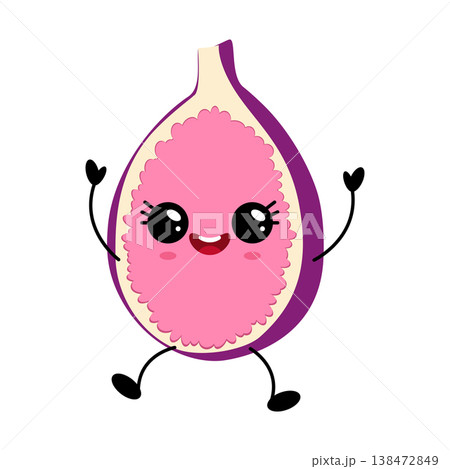 Cute pink fig with big eyes and smiling face Cute pink fig with big eyes and smiling face 138472849