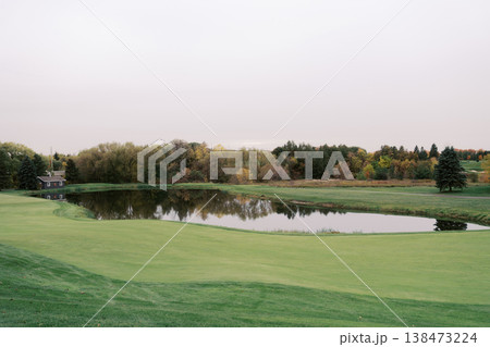 Course Prepared With Gentle Contours And Mirrorlike Water Reflections Course Prepared With Gentle Contours And Mirrorlike Water Reflections 138473224