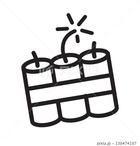 Fireworks Bomb Cake with Lit Fuse Icon - Independence Day 138474187