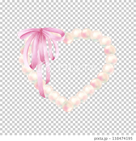 Pearl heart tied pink double bow. Watercolor composition with silk ribbon and delicate beads. Love symbol for Valentine and Wedding Day. Elegant hand painted illustration isolated from background Pearl heart tied pink double bow. Watercolor composition with silk ribbon and delicate beads. Love symbol for Valentine and Wedding Day. Elegant hand painted illustration isolated from background 138474195