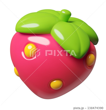 Strawberry 3D icon in a minimal cute style Strawberry 3D icon in a minimal cute style 138474390