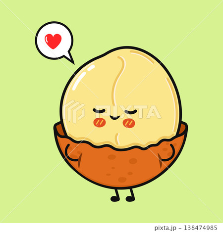 Cute macadamia nut character bursting with love Cute macadamia nut character bursting with love 138474985