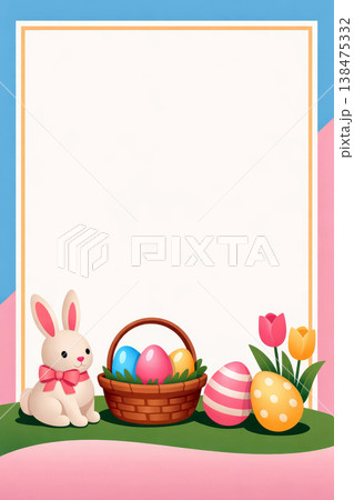 Easter Bunny with Colorful Eggs and Tulips Easter Bunny with Colorful Eggs and Tulips 138475332