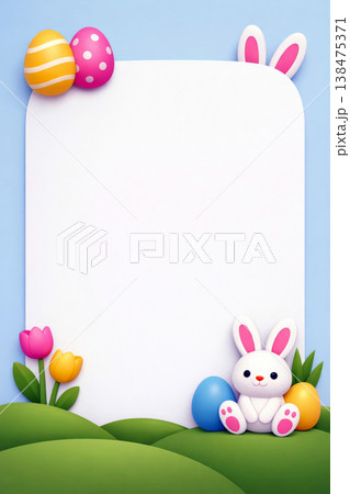Easter Bunny and Eggs on a Spring Background 138475371