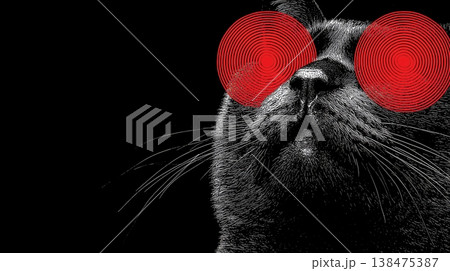 Dark Cat with Red Glowing Eyes Dark Cat with Red Glowing Eyes 138475387