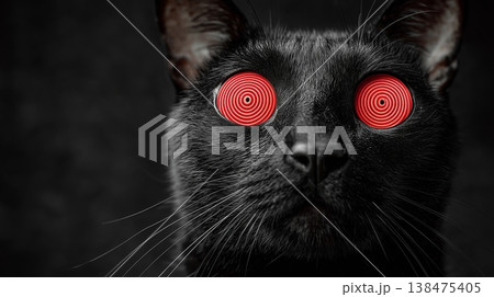 Hypnotic stare of a black feline 138475405