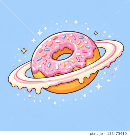 Sweet Donut Planet with Colorful Sprinkles Sweet Donut Planet with Colorful Sprinkles 138475410