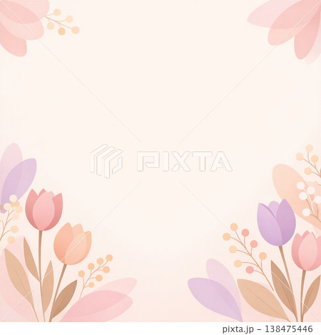Pastel Floral Border For Spring Greeting Card Pastel Floral Border For Spring Greeting Card 138475446