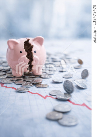 Broken Piggy Bank Showing Financial Decline Broken Piggy Bank Showing Financial Decline 138475479