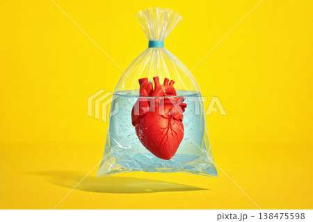 Red Heart Floating in Plastic Bag 138475598