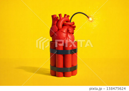 Explosive Heart Concept for Emotional Tension Explosive Heart Concept for Emotional Tension 138475624