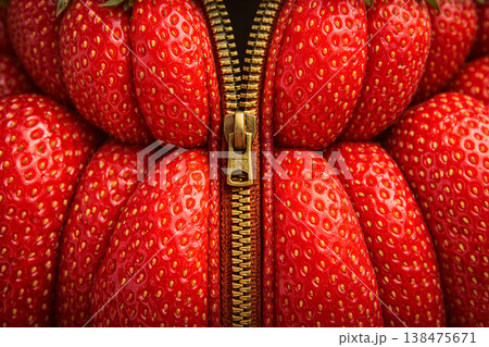 Surreal Composition Of Strawberries And Zipper 138475671
