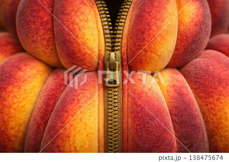 Surreal Close Up of Zippered Peaches Surreal Close Up of Zippered Peaches 138475674