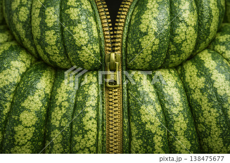Zippered Watermelon Surface Closeup Detail Zippered Watermelon Surface Closeup Detail 138475677