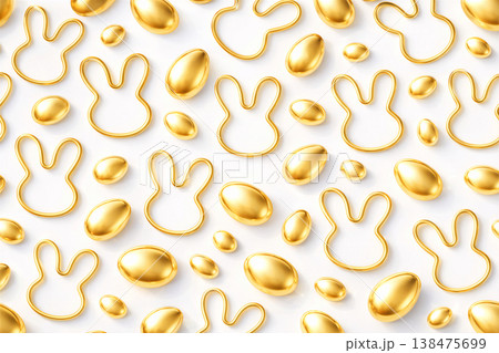 Golden Bunny and Egg Pattern Background Golden Bunny and Egg Pattern Background 138475699