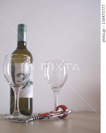 Two Empty Wine Glasses On Table Two Empty Wine Glasses On Table 138475777