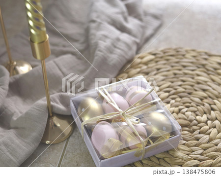 Pastel And Metallic Eggs In Gift Box Pastel And Metallic Eggs In Gift Box 138475806