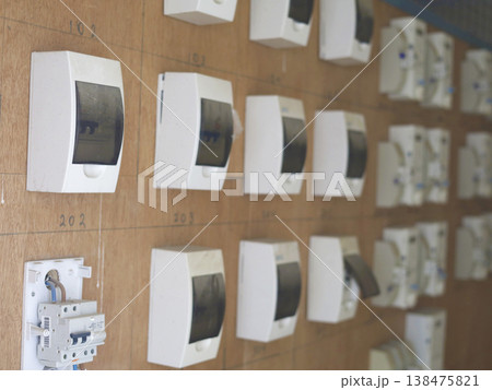 Close View of Residential Meter Panel Board 138475821