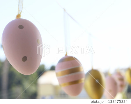 Pastel Easter Egg Garland In Soft Sunlight Pastel Easter Egg Garland In Soft Sunlight 138475824