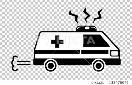Monochrome icon of an ambulance being dispatched in an emergency. 138476071