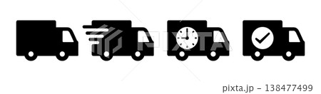 シンプル配送トラックアイコン素材 138477499